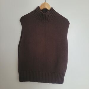 Abercrombie & Fitch Brown Ribbed Knit Vest Mock Neck Size L